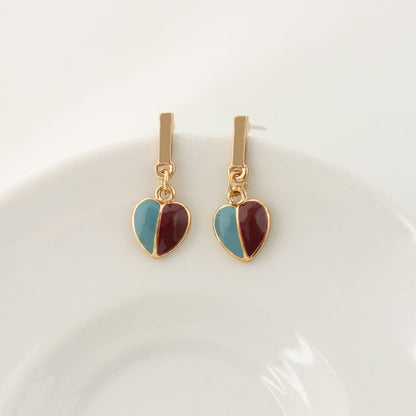 Glaze Alloy Heart Drop Earring