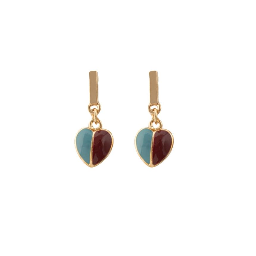 Glaze Alloy Heart Drop Earring