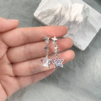 Dangle Rhinestone Earring Star Alloy