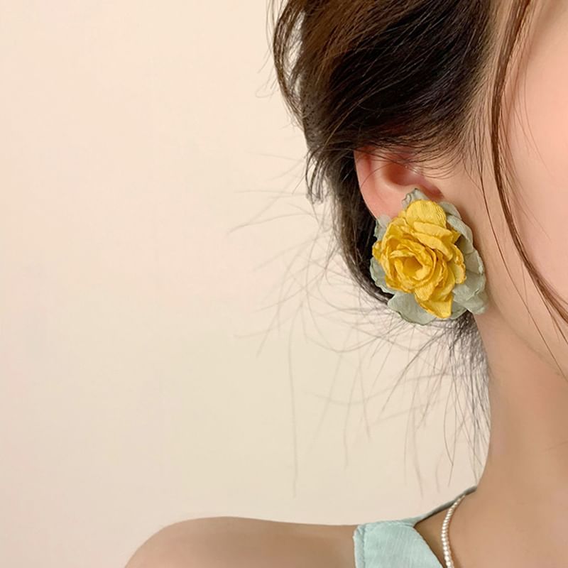 Floral Earring Fabric Stud