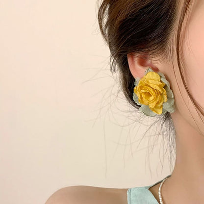 Floral Earring Fabric Stud