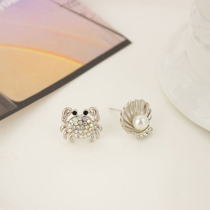 Stud / Earring Pearl Shell Faux Rhinestone Crab Alloy Starfish