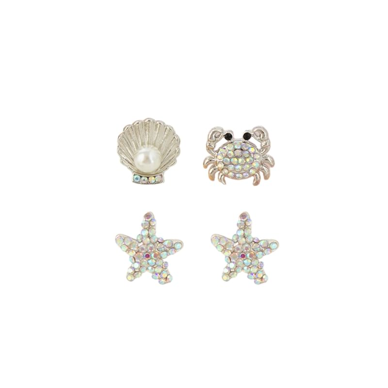 Stud / Earring Pearl Shell Faux Rhinestone Crab Alloy Starfish