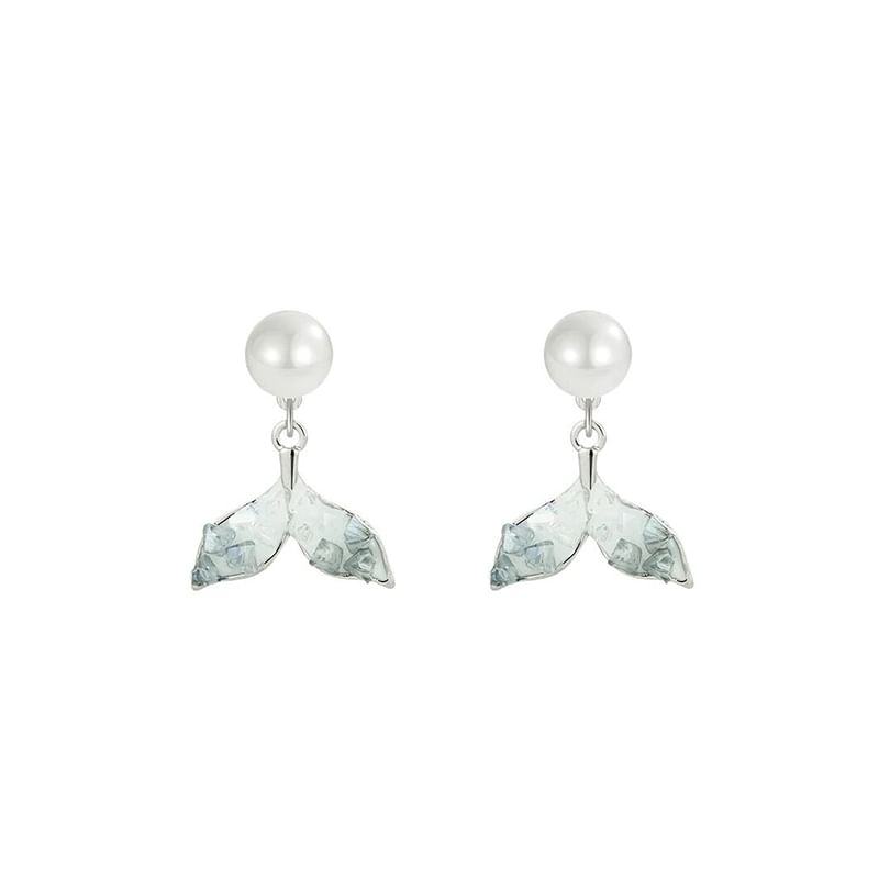 Pearl Alloy Drop Earring Faux Tail Crystal Mermaid