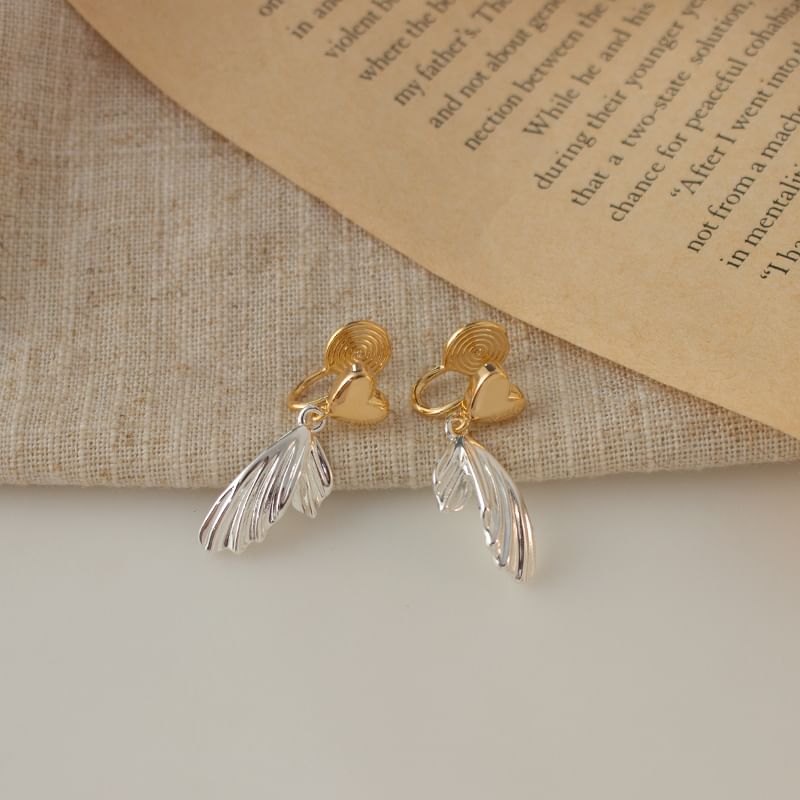 Earring Heart Drop Fish Alloy Tail