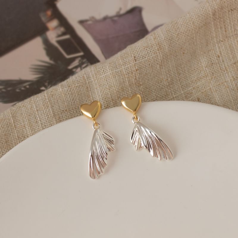 Earring Heart Drop Fish Alloy Tail