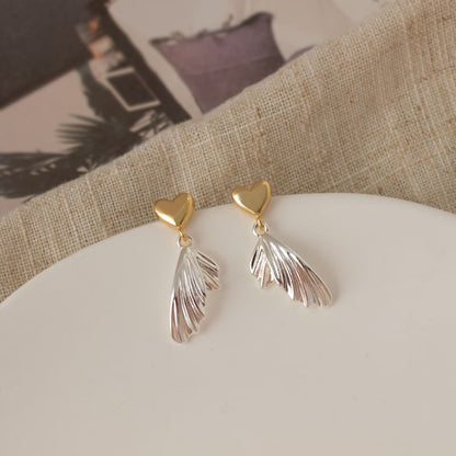 Earring Heart Drop Fish Alloy Tail