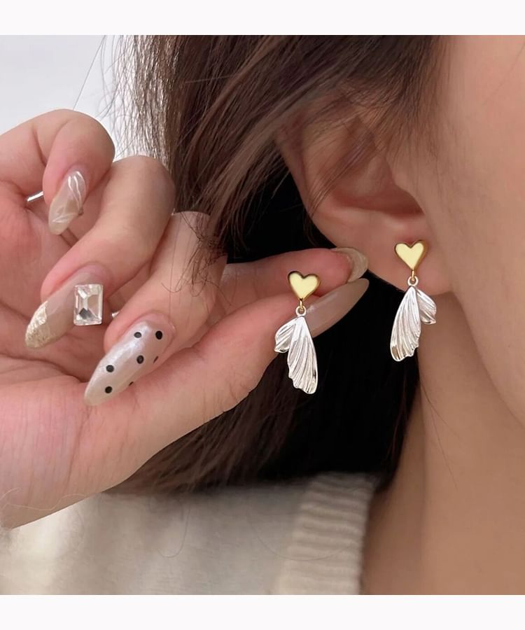 Earring Heart Drop Fish Alloy Tail