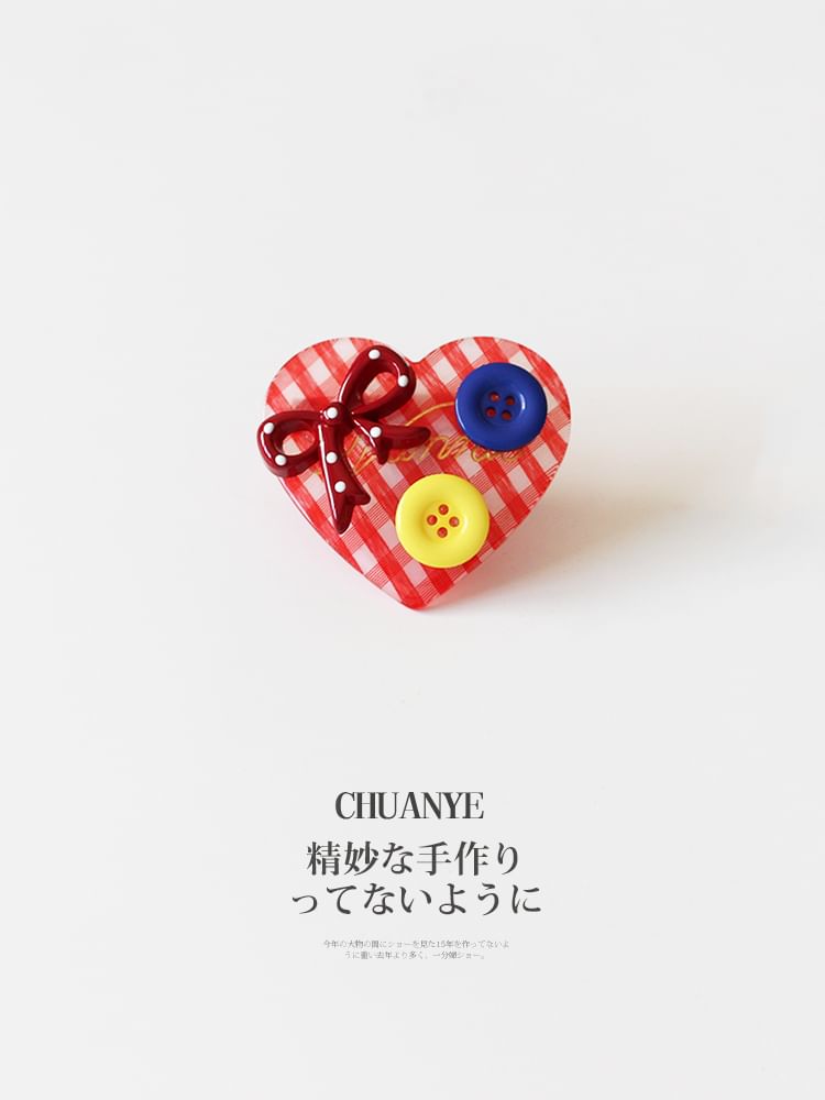 Heart Button Hair Clip