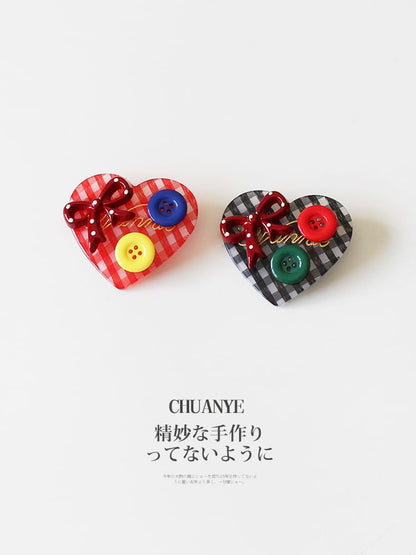 Heart Button Hair Clip