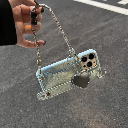 Heart Mirror Faux Leather Phone Case