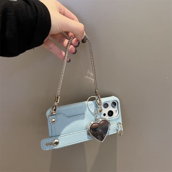 Heart Mirror Faux Leather Phone Case