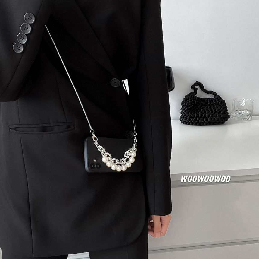 Case Strap Alloy Phone Pearl Faux Lanyard /