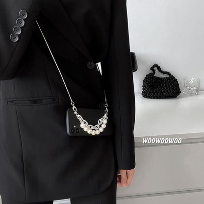 Case Strap Alloy Phone Pearl Faux Lanyard /