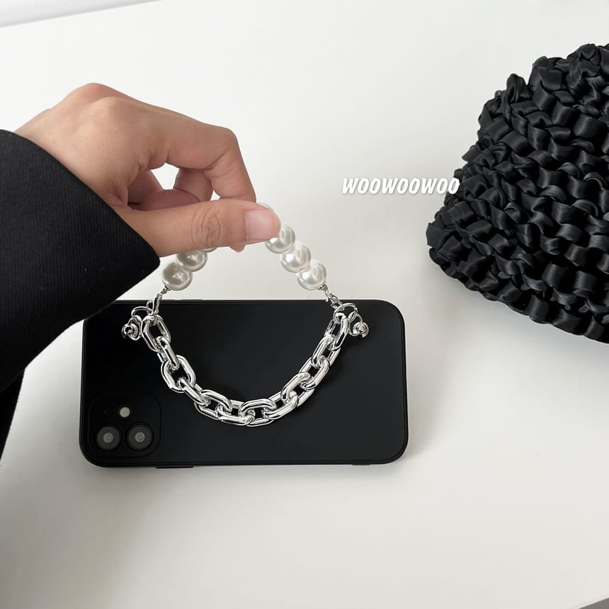 Case Strap Alloy Phone Pearl Faux Lanyard /