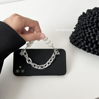 Case Strap Alloy Phone Pearl Faux Lanyard /