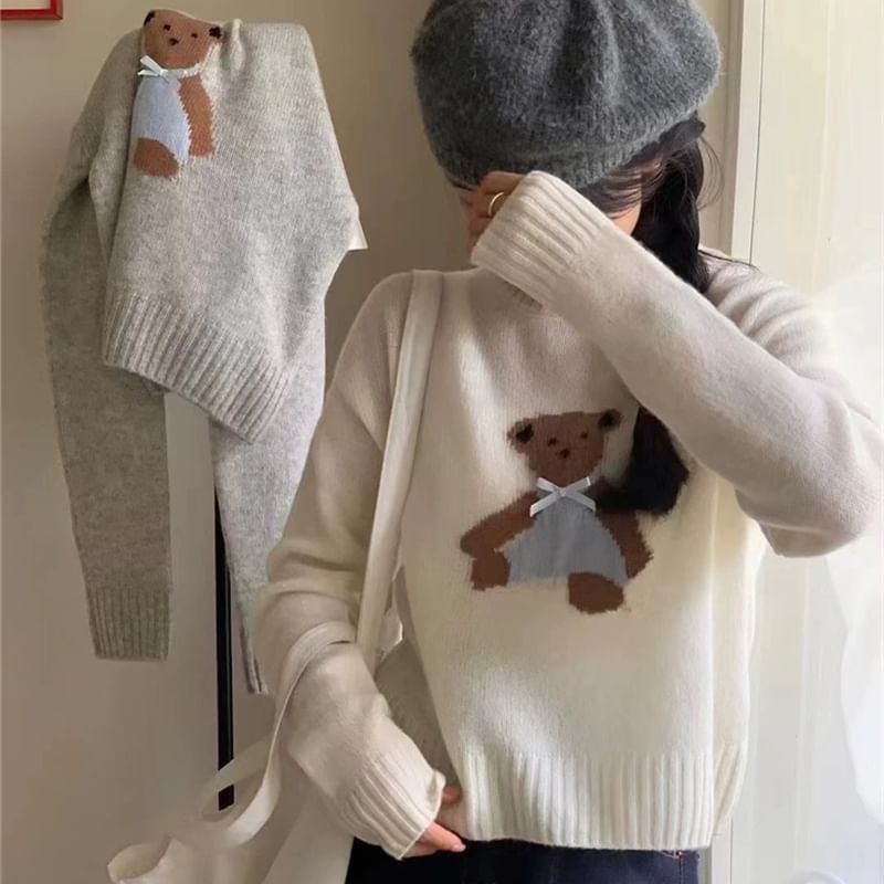 Bear Sweater Crewneck Embroidery