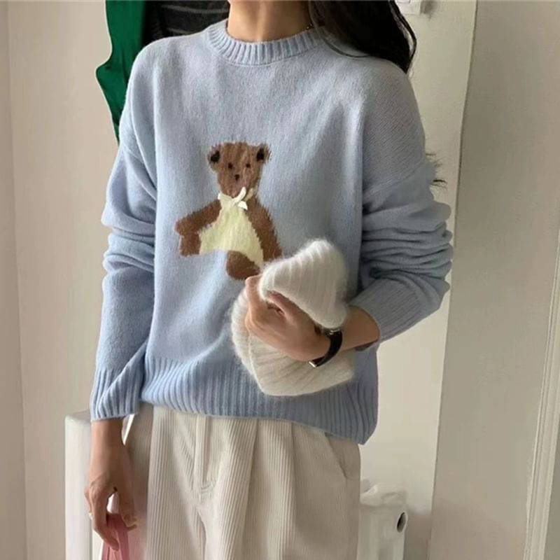 Bear Sweater Crewneck Embroidery