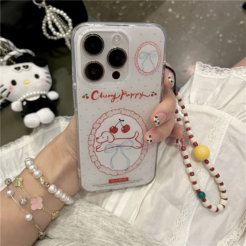 Cherry Dog Phone Case / Strap / Set - iPhone 16 Pro Max / 16 Pro / 16 Plus / 16 / 15 Pro Max / 15 Pro / 15 Plus / 15 / 14 Pro Max / 14 Pro / 14 Plus / 14 / 13 Pro Max / 13 Pro / 13 / 13 Mini