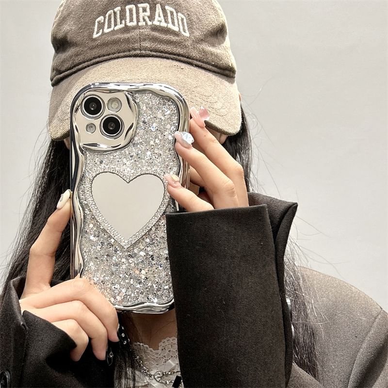 Mirror Rhinestone Phone Case For iPhone 16, 16 Plus, 16 Pro, 16 Pro Max, 15, 15 Pro, 15 Pro Max, 14, 14 Plus, 14 Pro, 14 Pro Max, 13, 13 Pro, 13 Pro Max
