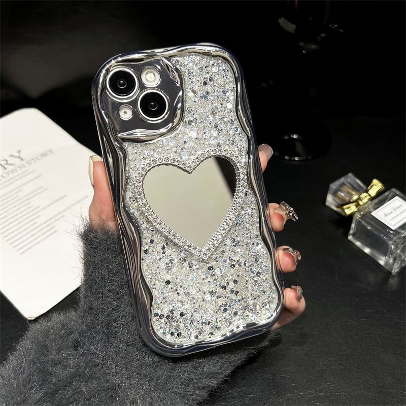 Mirror Rhinestone Phone Case For iPhone 16, 16 Plus, 16 Pro, 16 Pro Max, 15, 15 Pro, 15 Pro Max, 14, 14 Plus, 14 Pro, 14 Pro Max, 13, 13 Pro, 13 Pro Max