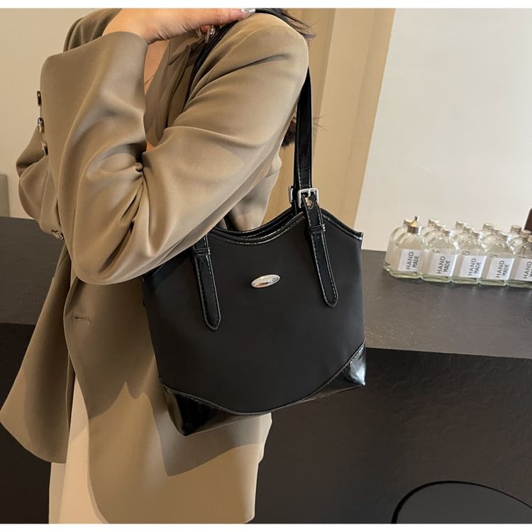 Buckled Leather Tote Bag Faux