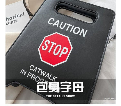 Crossbody Faux Leather Bag Lettering