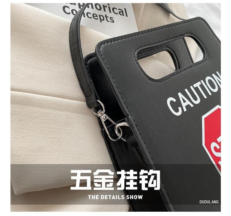 Crossbody Faux Leather Bag Lettering