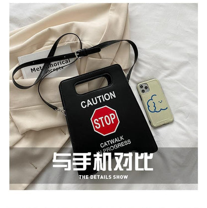 Crossbody Faux Leather Bag Lettering