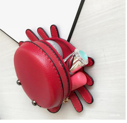 Cartoon Faux Coin Crab Purse Leather