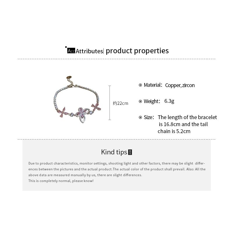 Bracelet Butterfly Floral Rhinestone