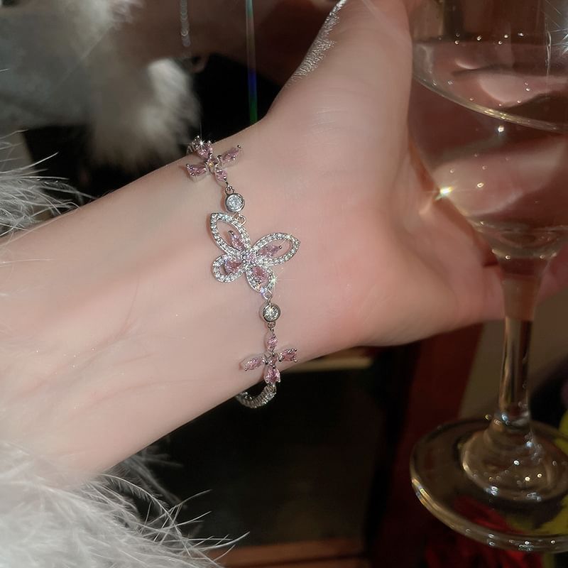 Bracelet Butterfly Floral Rhinestone