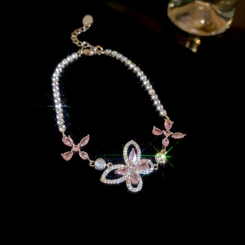 Bracelet Butterfly Floral Rhinestone