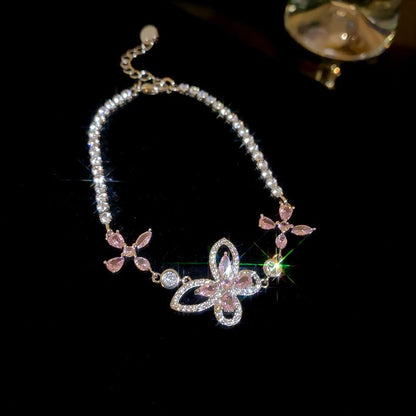 Bracelet Butterfly Floral Rhinestone