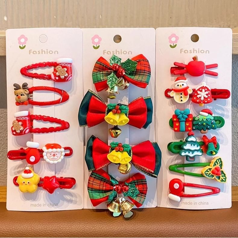 Set of 10: Christmas Cartoon Hair Clip / Hair Tie / Scrunchie