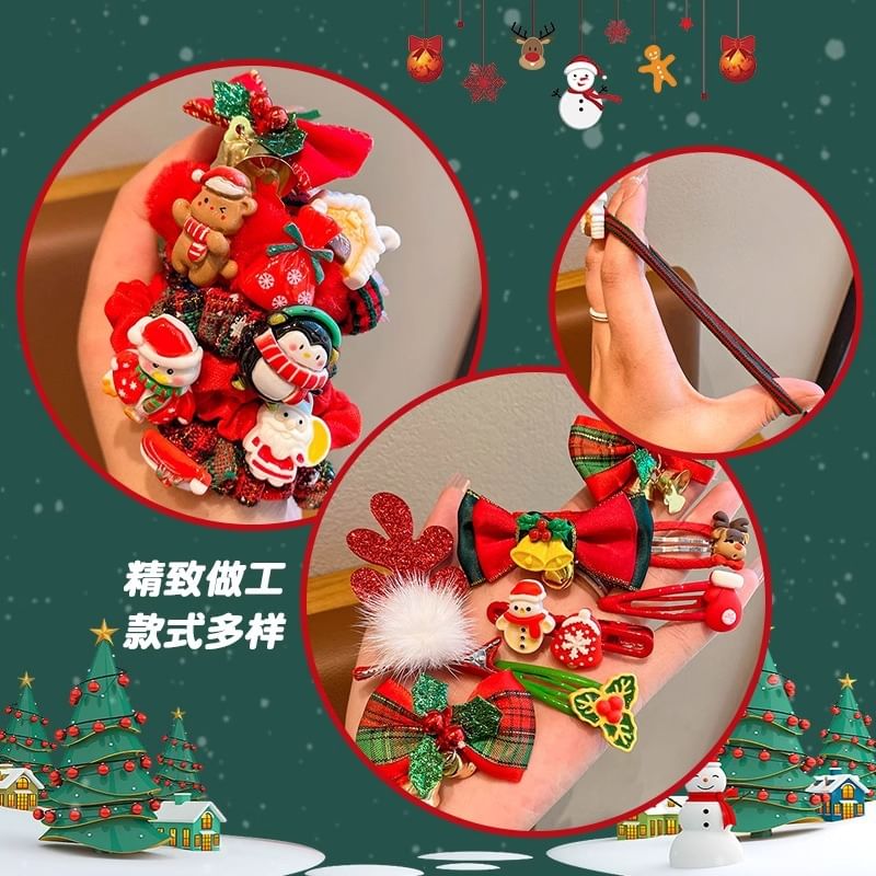 Set of 10: Christmas Cartoon Hair Clip / Hair Tie / Scrunchie