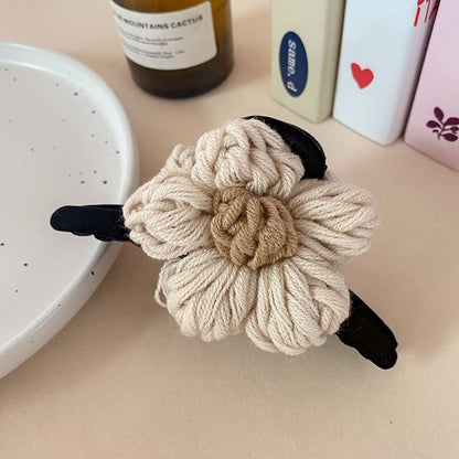 Yarn Flower Hair Claw Clip