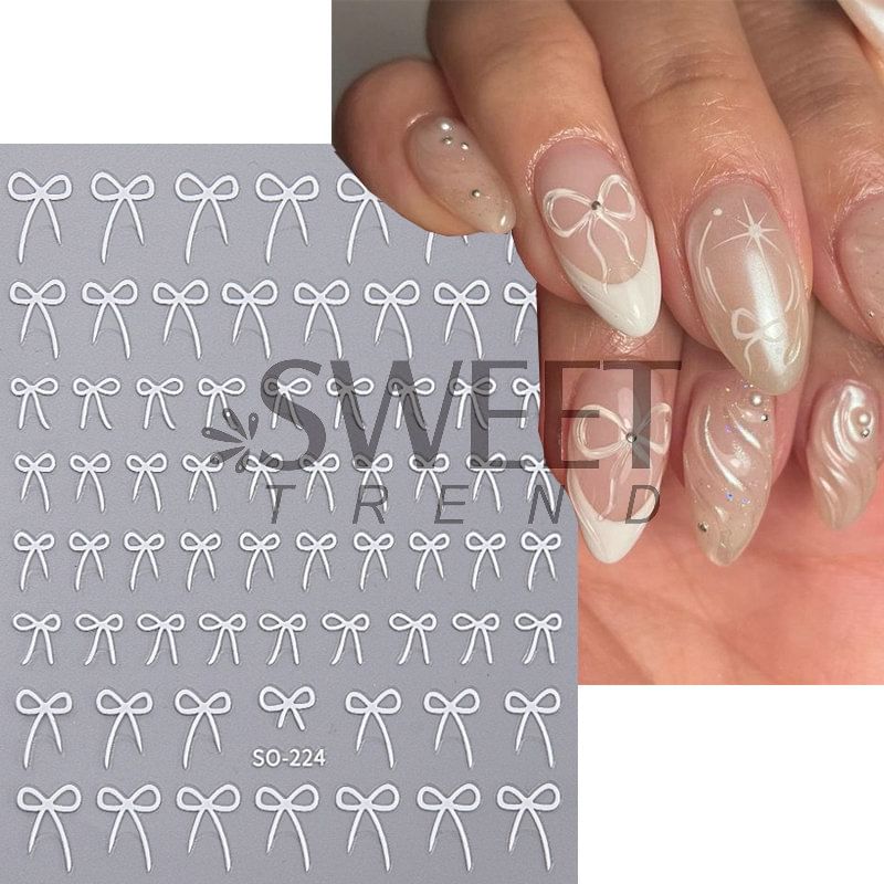 Bow Metallic Nail Art Stickers (Various Designs)