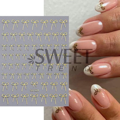 Bow Metallic Nail Art Stickers (Various Designs)