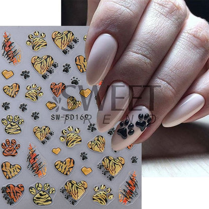 Tiger Paw Nail Art Stickers (Various Designs)