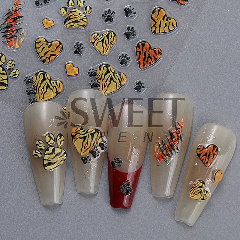 Tiger Paw Nail Art Stickers (Various Designs)