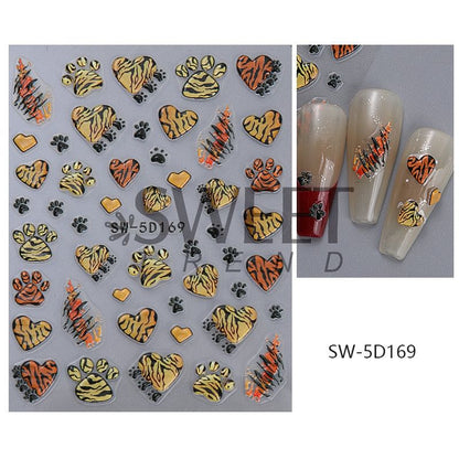 Tiger Paw Nail Art Stickers (Various Designs)