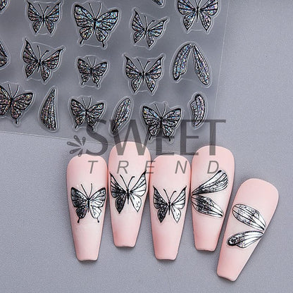 Butterfly Cat Eye Nail Art Stickers