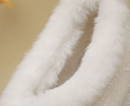 Platform Pumps Heel Bow Wedge Fleece-Lined