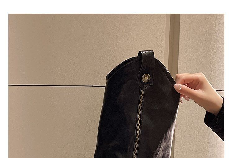 Buckled Knee Platform Boots Zip High Panel