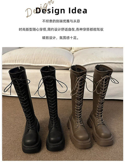Up Boots High Lace Knee Platform