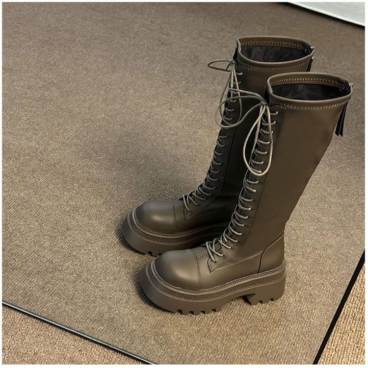 Up Boots High Lace Knee Platform