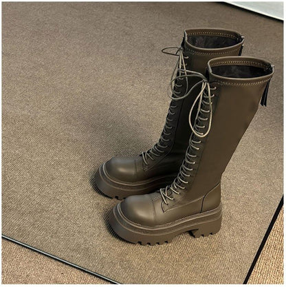 Up Boots High Lace Knee Platform