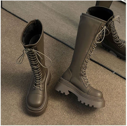 Up Boots High Lace Knee Platform