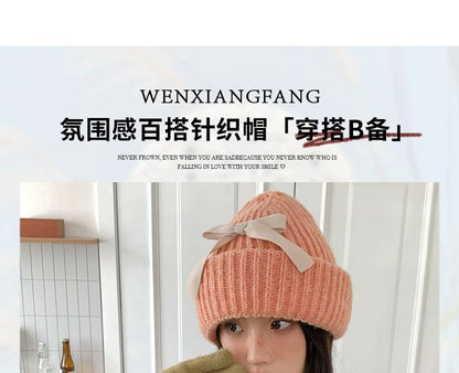 Beanie Ribbed Bow